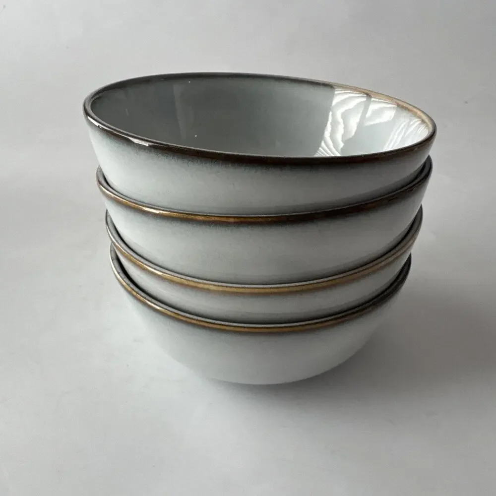 Set of 4 IKEA Gladelig Bowls Salad Cereal MCM Speckled Brown Trim